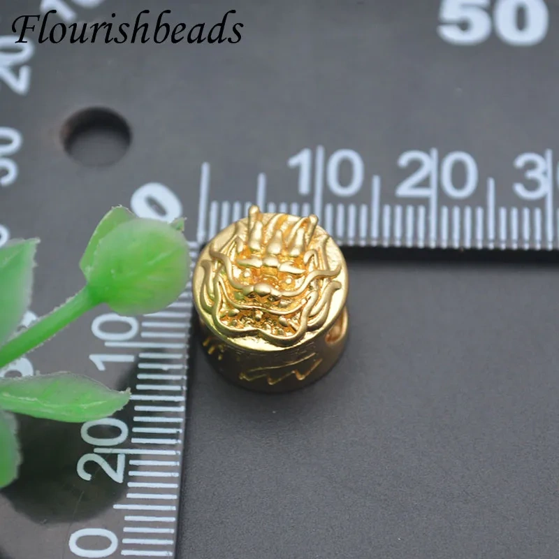 30pcs/lot Chinese Lucky Charms Dragon Big Hole Round Loose Spacer Beads for DIY Bracelet Necklace Jewelry Making Accessorie