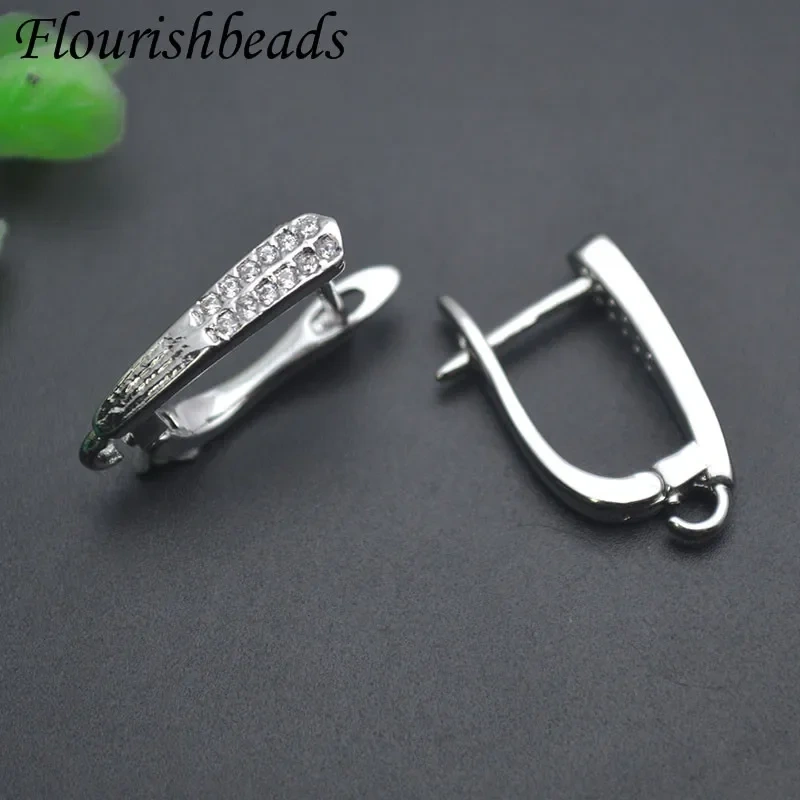 Good Quality Jewelry Schwenzy Findings Basic Bail Ear Wire Paved CZ Beads Earring Hooks Accessories for Women DIY Earrings