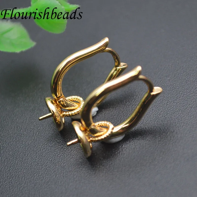 Gold Color Nickel Free Jewelry Findings Accessories Pin Earring Hooks Fit Half Hole Beads DIY Earrings