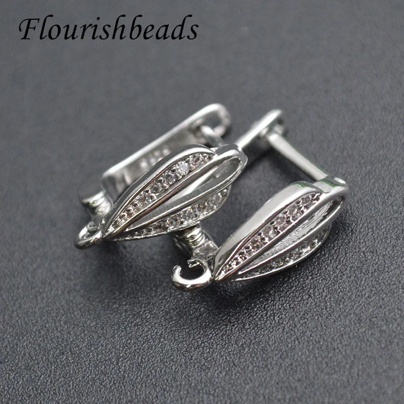 Wholesale 30pcs/lot Real Cubic Zircon Beads Paved Metal Earring Hooks DIY High Quality Jewelry Making Supplier