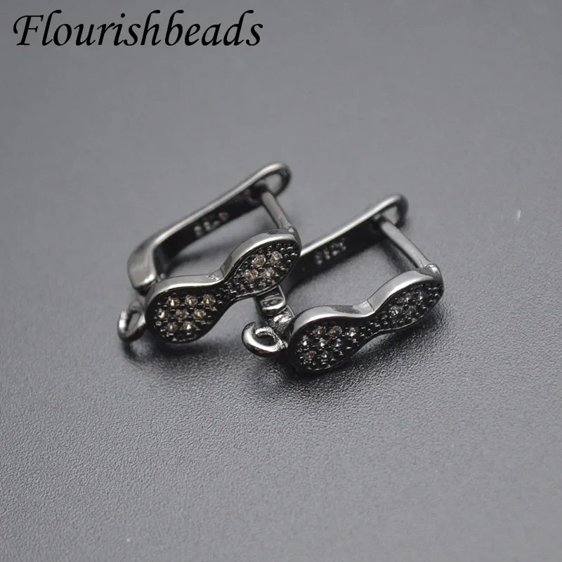 11x17mm Nickle Free Anti Rust Zircon Beads Paved Gourd Shape Earring Hooks for DIY High Quality Jewelry Making Parts 30pcs/lot