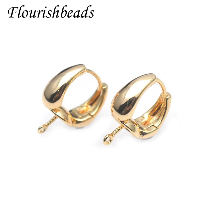 High Quality Smooth with Hole Gold Color Earring Hooks Clasp DIY Ladies Handmade Ear Jewelry Making 30pcs