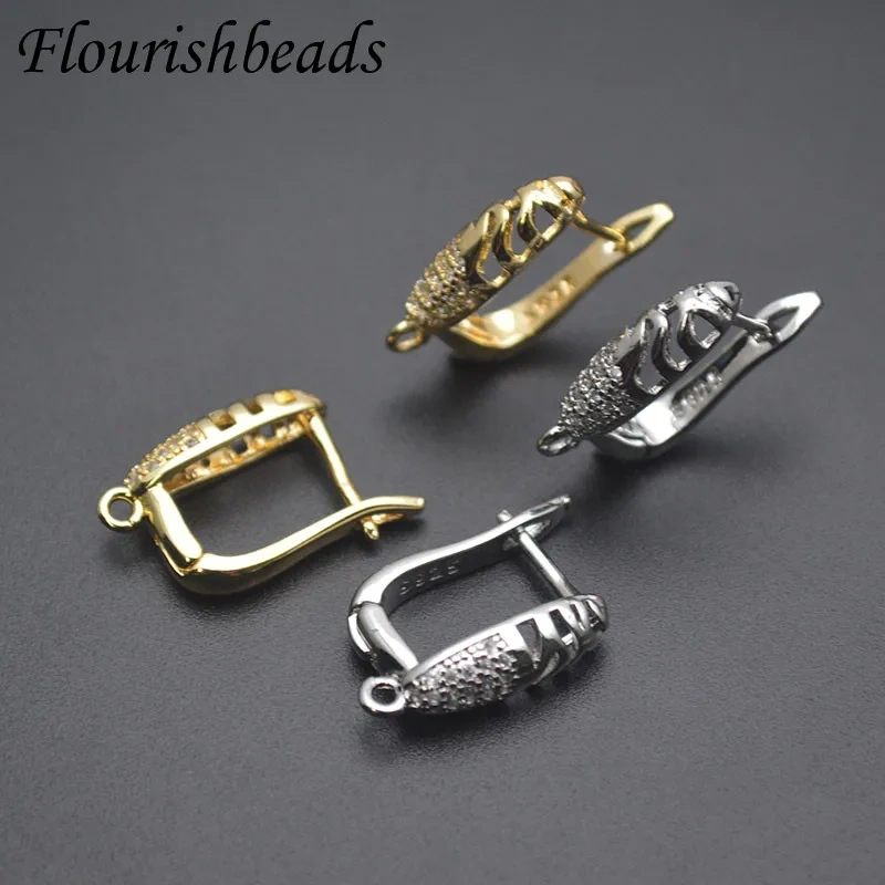 Copper Gold Plated Paved CZ Beads 18k Earring Hooks Shvenzy Ear Wire for DIY Jewelry Earrings Accessories 30pcs/lot