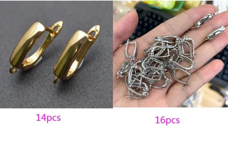 New Arrived High Quality Nickle Free Anti-rust Real Gold Plating Metal Rectangle Earring Hooks Jewelry Findings 30pc Per Lot