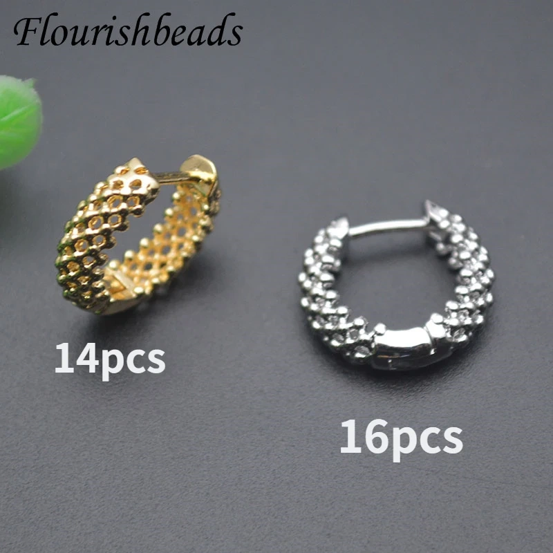 15mm New Style Copper Gold Plated Round Shape Earrings Women Girl Party Fashion Jewelry Supplies 30pcs