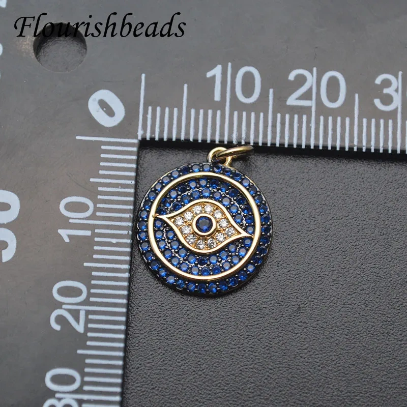 Hot Sell Blue Evil Eye Charms Colorful CZ Beads Paved DIY Fashion Quality Necklace Bracelet Earrings Accessories 10pcs/lot