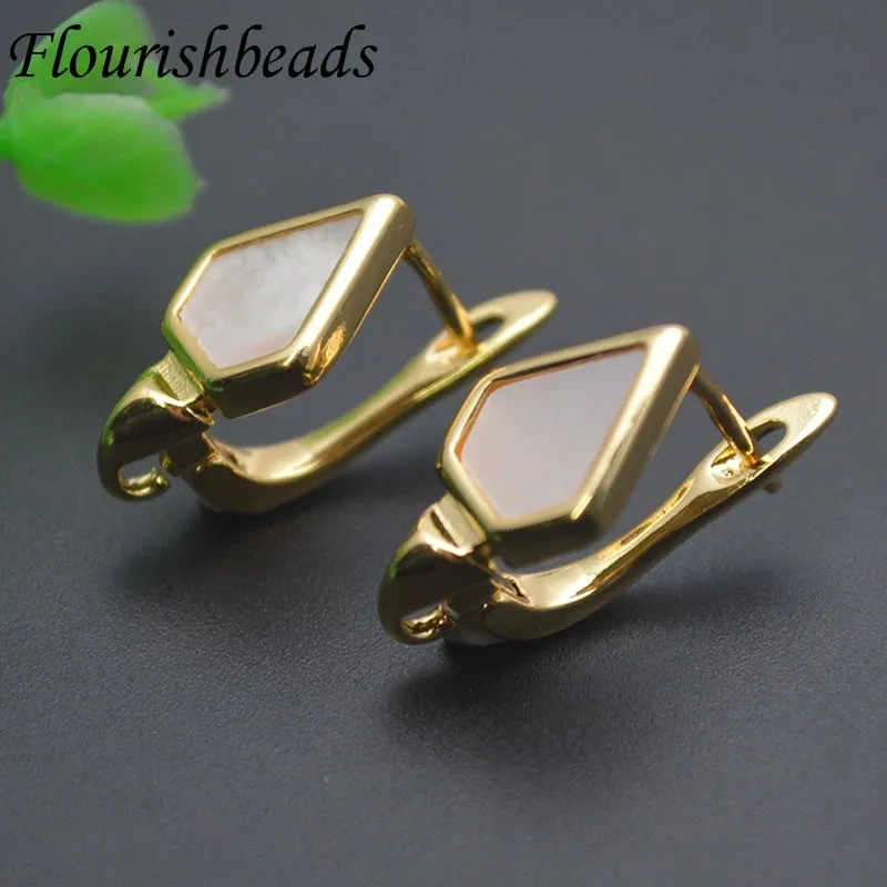 30pcs/lot 18K Gold Color Triangle Shape Natural MOP Shell Earring Hooks Clasp DIY Dangle Earring Fashion Findings