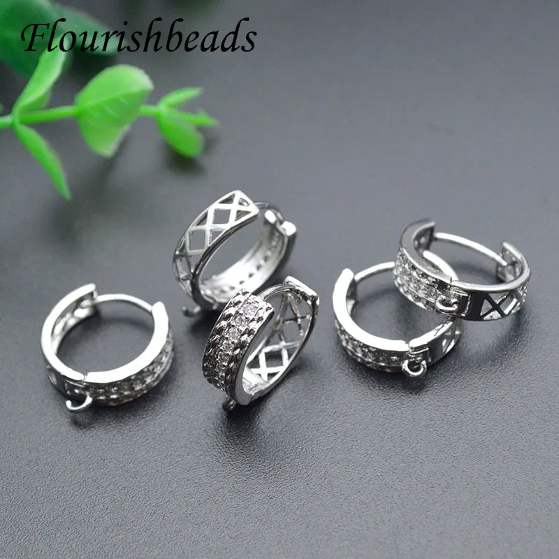 Jewelry Findings Gold Color Paved CZ Beads Shvenzy Round Earring Hooks Clasp DIY Jewelry Making Accessories 30pcs/lot