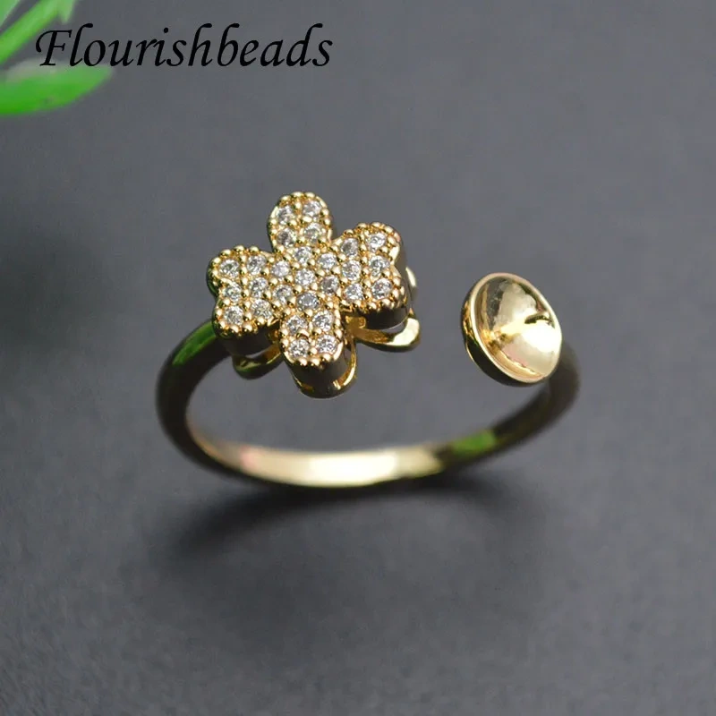 High Quality Jewelry Set CZ Beads Paved Earring Hooks Rings Pendant Accessories Jewelry Accessories Fit Half Hole Beads Making