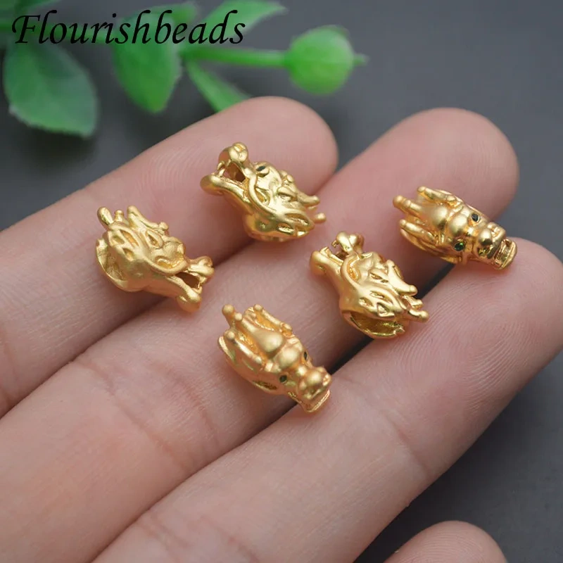 Wholesale 30pcs/lot Metal Lucky Dragon Beads Gold Plated Charms Loose Bead Jewelry Making DIY Bracelets Necklace Accessory