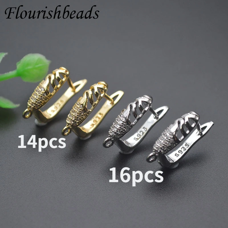 Copper Gold Plated Paved CZ Beads 18k Earring Hooks Shvenzy Ear Wire for DIY Jewelry Earrings Accessories 30pcs/lot