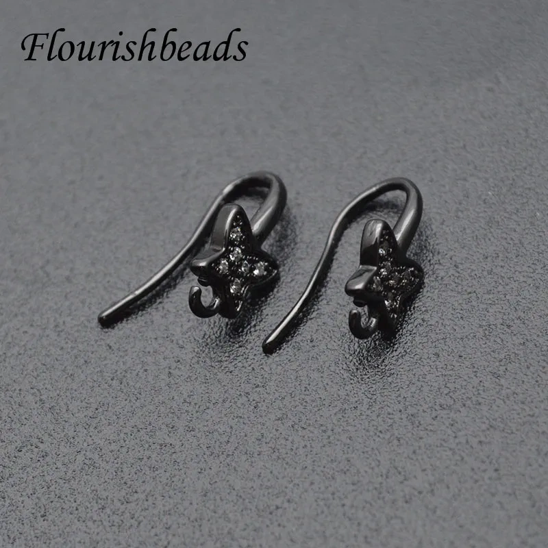 30pcs Nickle Free Multi Rhinestone Beads Metal Earrings Hooks Real Gold Plating Ear Wires for Jewelry Making Supplier