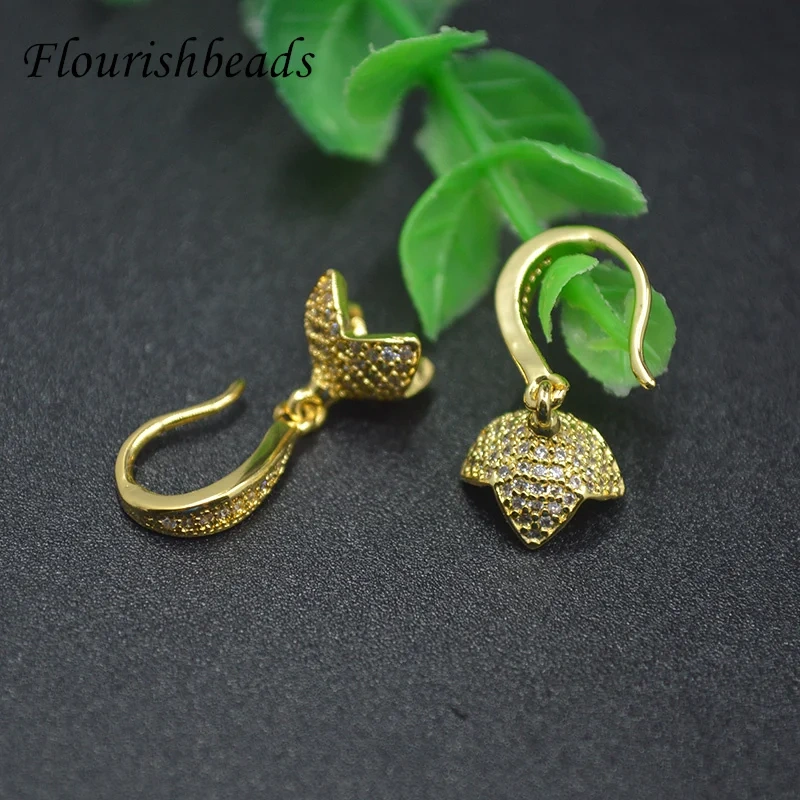 Gold Color CZ Beads Paved Anti Fading Earrings Flower Shape Layer Earrings Ear Wire  for Women Fashion Jewelry