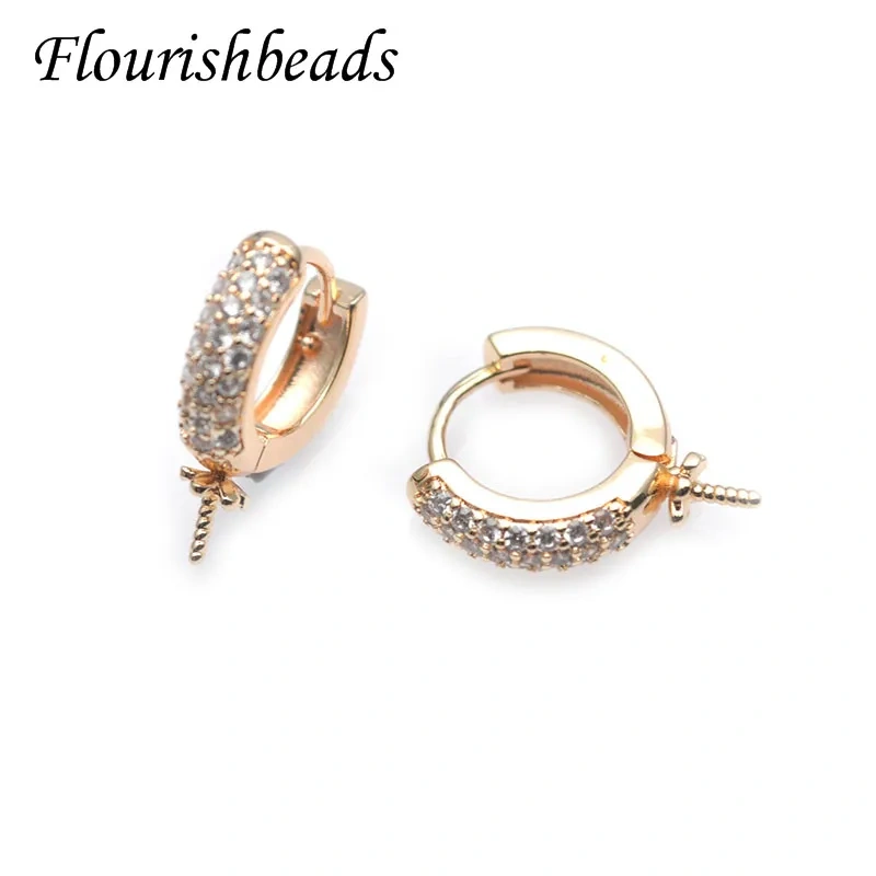 High Quality Metal Circle Shape Pin Earring Hooks Base Fit DIY 10mm Beads Earrings Jewelry Accessories 20pcs/lot
