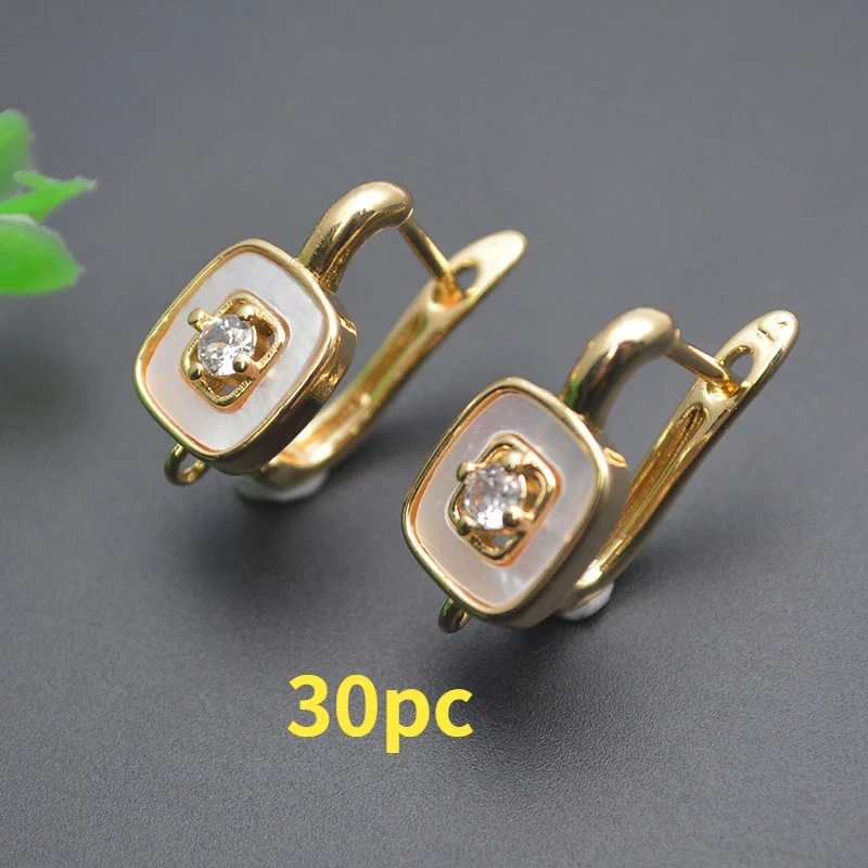 New Arrived High Quality Gold Color MOP Shell Paved CZ Beads Earring Hooks Clasp for Women Handmade Jewelry Accessories