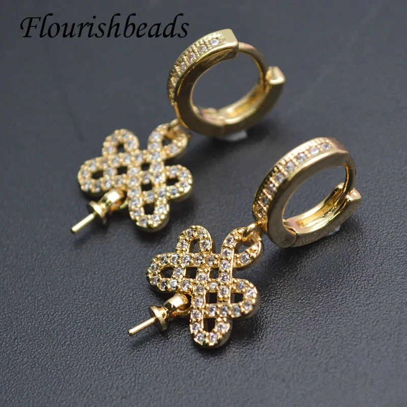High Quality Jewelry Set CZ Beads Paved Earring Hooks Rings Pendant Accessories Jewelry Accessories Fit Half Hole Beads Making