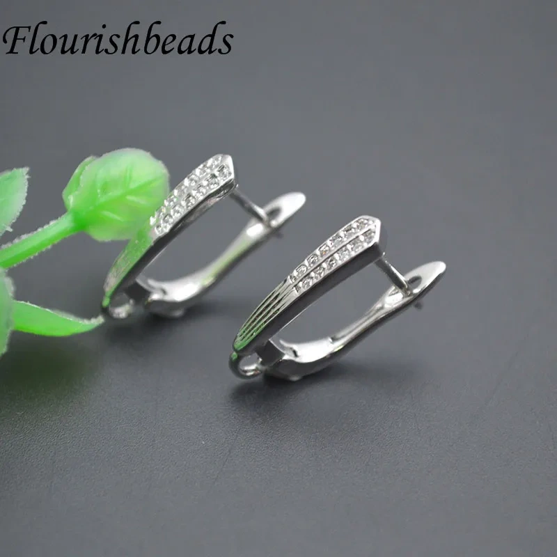 Jewelry Findings Paved CZ Beads Leverback Earwire Earring Hooks Accessories for Women DIY Fashion Earring Making