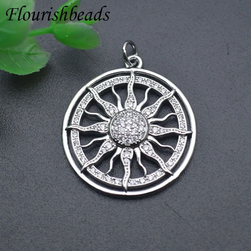Silver Color 20x27mm Jewelry Making Supplies Metal Copper Paved CZ Beads Pendant for DIY Earring Necklace Accessories