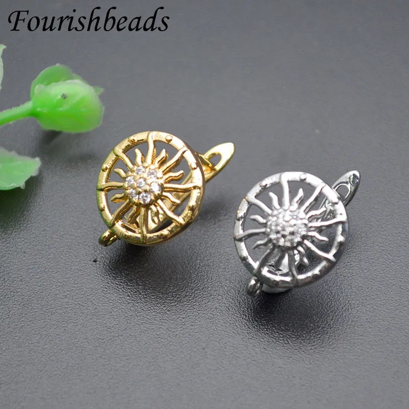 Openwork Sun Shape Earring Hooks Material Brass Fastener Earwire Hook Accessories for DIY Jewelry Making 30pcs/lot