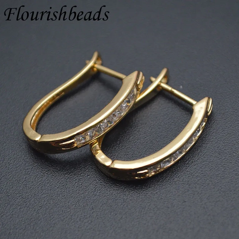 20pcs/lot Fashion  Earring Big Size White Zircon Paved Earrings Woman Geometric Design Jewelry Party Gift Gold Color