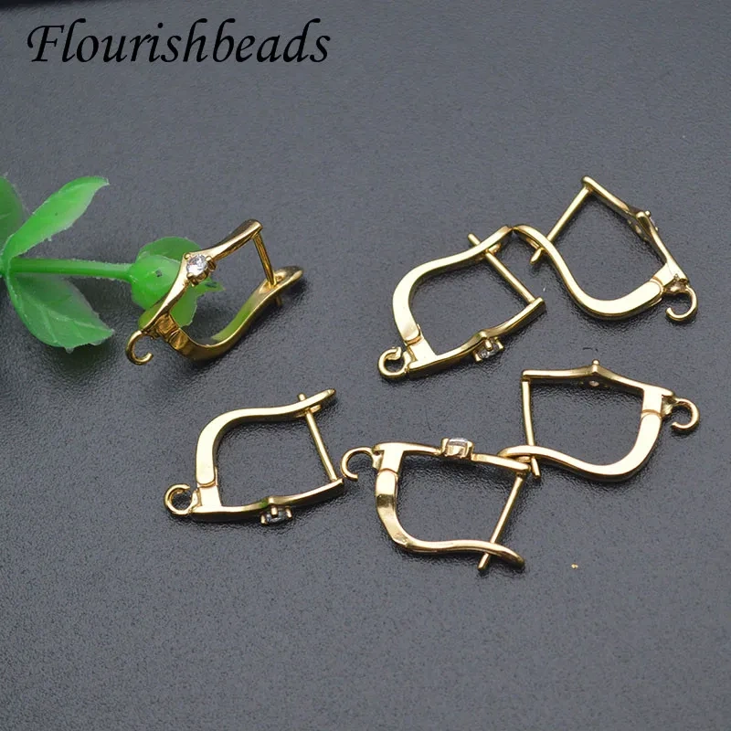30pcs/lot DIY Earring Making Accessories Supplies Handmade Gold Color CZ Paved Shvenzy Earring Hook Clasp
