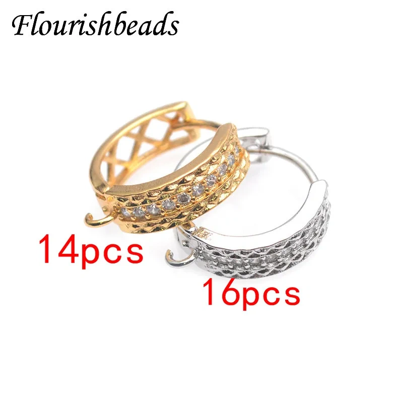 Jewelry Findings Gold Color Paved CZ Beads Shvenzy Round Earring Hooks Clasp DIY Jewelry Making Accessories 30pcs/lot