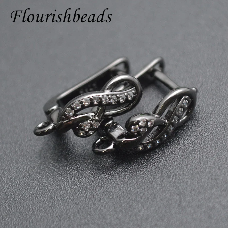 High Quality Zircon Fashion Design 8 Shape  Metal Earring Hook CZ Beads Paved for Jewelry Findings  Supplier 30pcs/lot