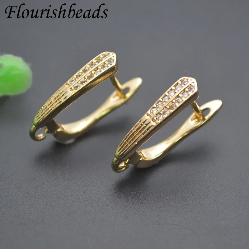 Good Quality Jewelry Schwenzy Findings Basic Bail Ear Wire Paved CZ Beads Earring Hooks Accessories for Women DIY Earrings