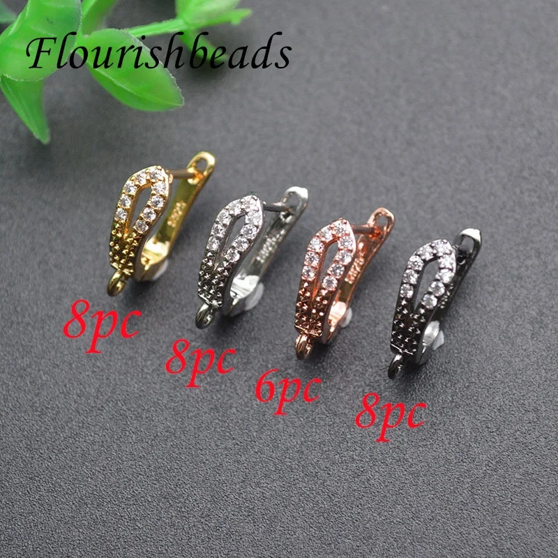 30pcs/lot 4 Colors Anti Fade Nickel Free CZ Beads Paved Earring Hooks for High Quality Jewelry Making Supplier