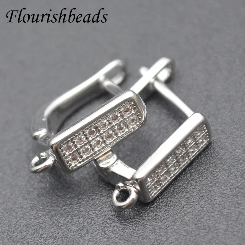 2022 New Fashion Earring Hooks Clasp Shvenzy DIY Jewelry Accessories Gold Plated Double Row Zircon Quality Supplies