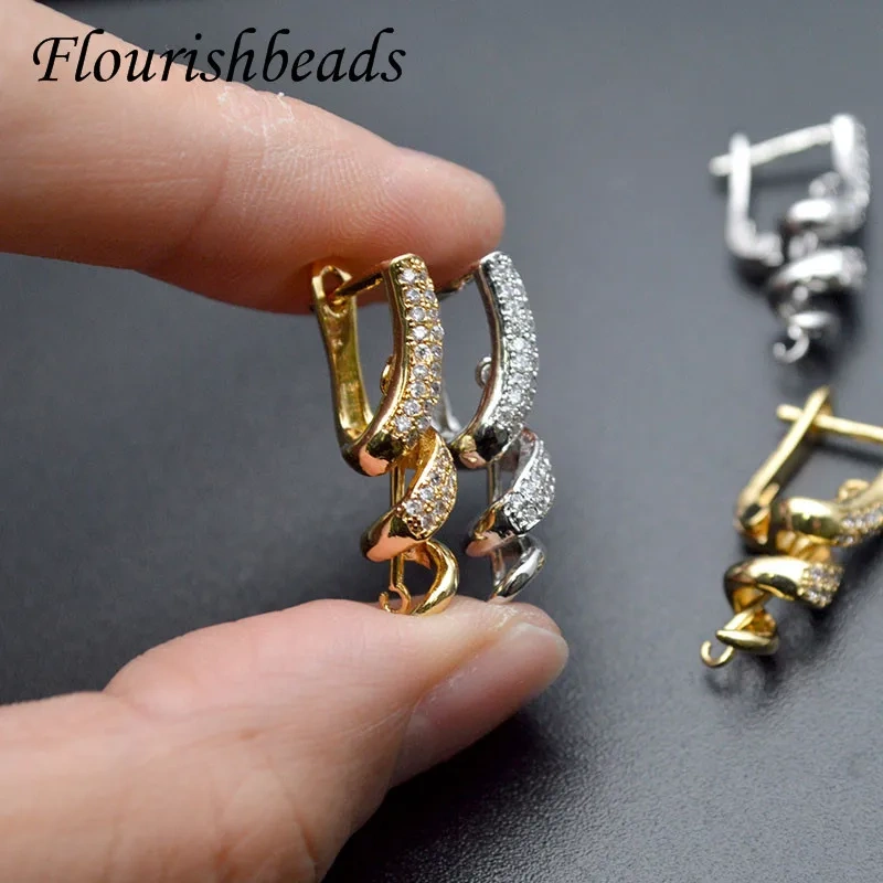 Unique Shape High Quality Nickel Free Gold Color Earring Hooks Clasp DIY CZ Accessories for Jewelry Making 20pcs/lot