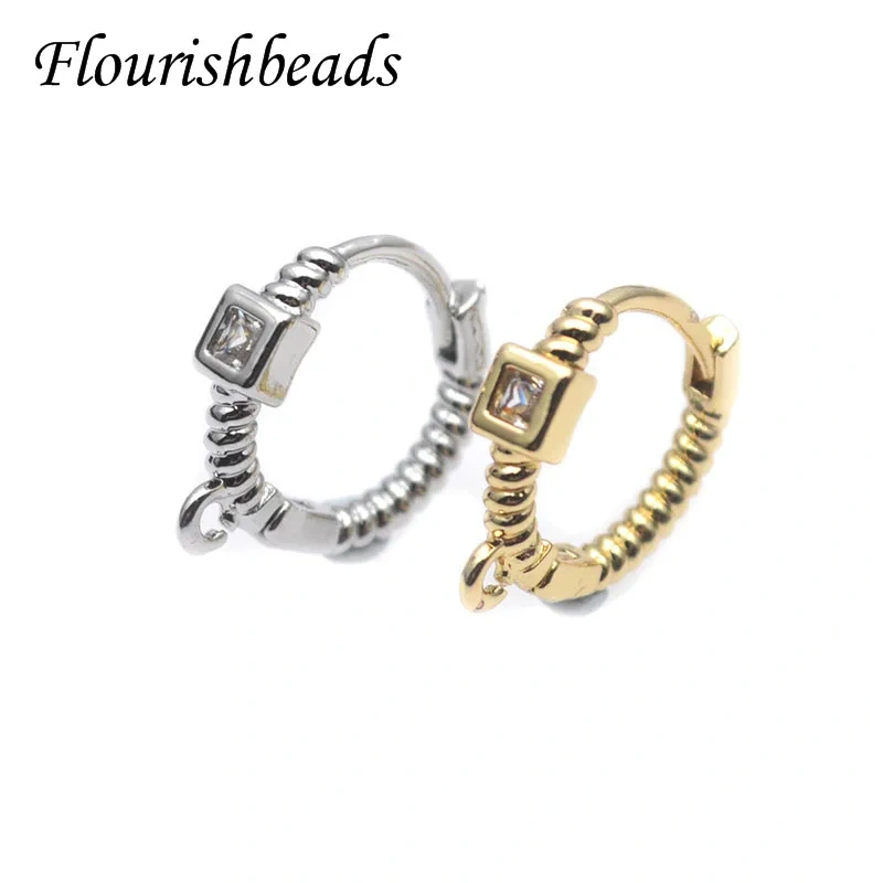New Design Paved CZ Beads Round Shape Earring Hooks Gold Plated Jewelry Making Accessories Supplier 30pcs Per Order