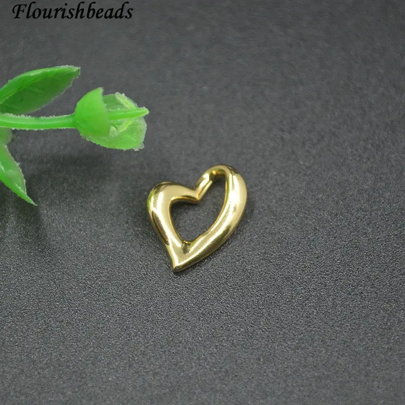 30pcs/lot Jewelry Findings Anti Fading Smooth Asymmetrical Love Heart Charms DIY Earrings Necklace Accessories