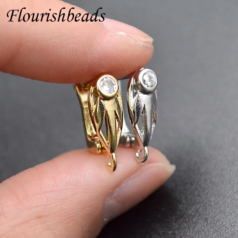 New Arrived Real Gold Plating Cubic Zircon CZ Beads Nickle Free Earring Hooks for DIY Jewelry Making Supplier 30pcs/lot
