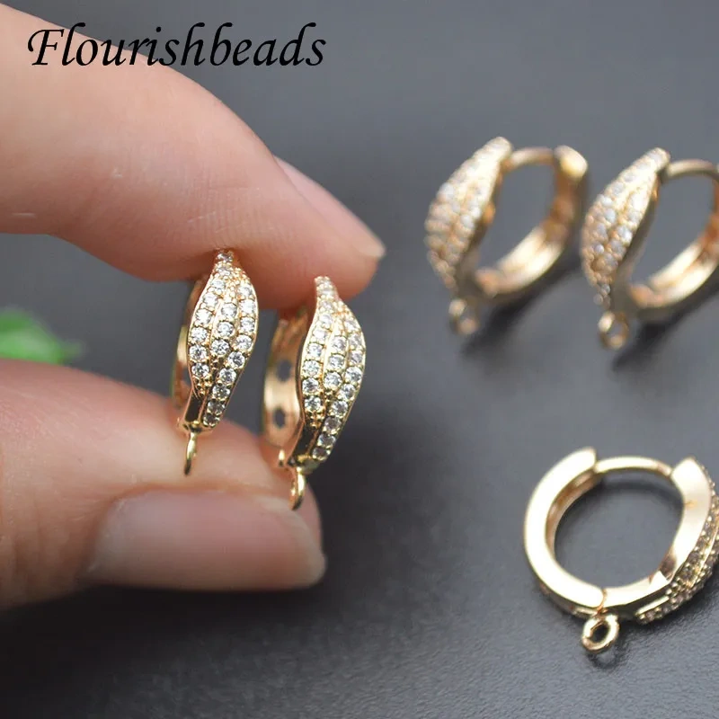 20pcs/lot Color Remain Nickel Free Circle Leaf Shape Earring Hooks Earwire accessories DIY jewelry findings 15x15mm