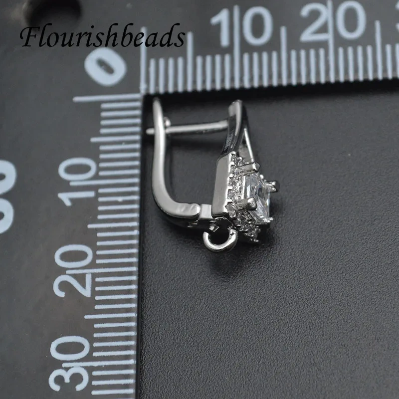 Rhinestones Beads Paved Nickle Free Rhodium Color Earring Hooks for Dangle Earring  Jewelry Making Accessories 30pcs/lot