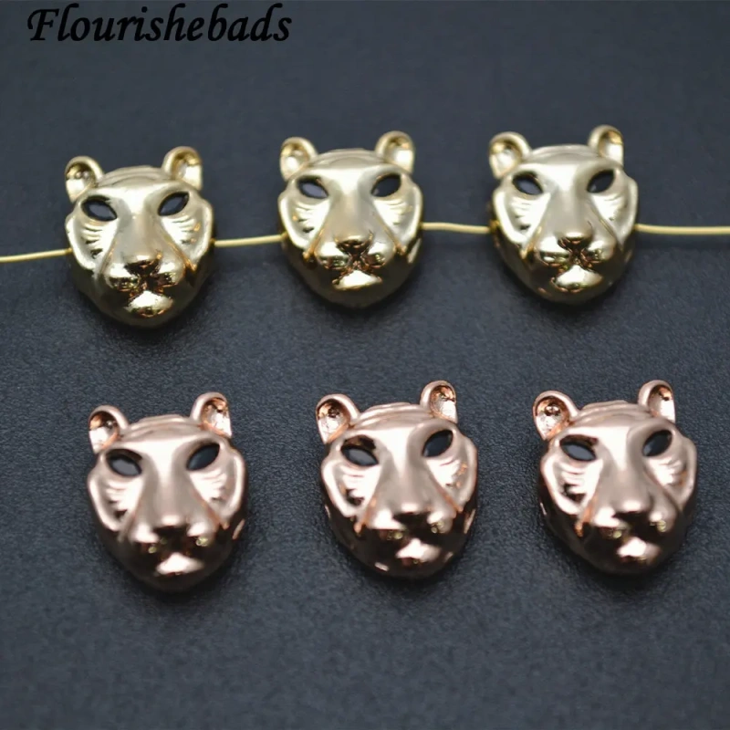 Anti-rust New Design 10x13mm Metal Copper Black CZ Eye Leopard Head Spacer Loose Beads Bracelet Charms Jewelry Findings