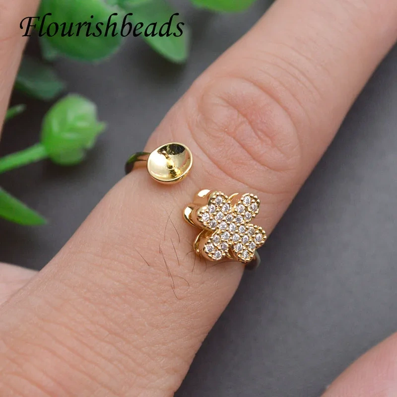High Quality Jewelry Set CZ Beads Paved Earring Hooks Rings Pendant Accessories Jewelry Accessories Fit Half Hole Beads Making