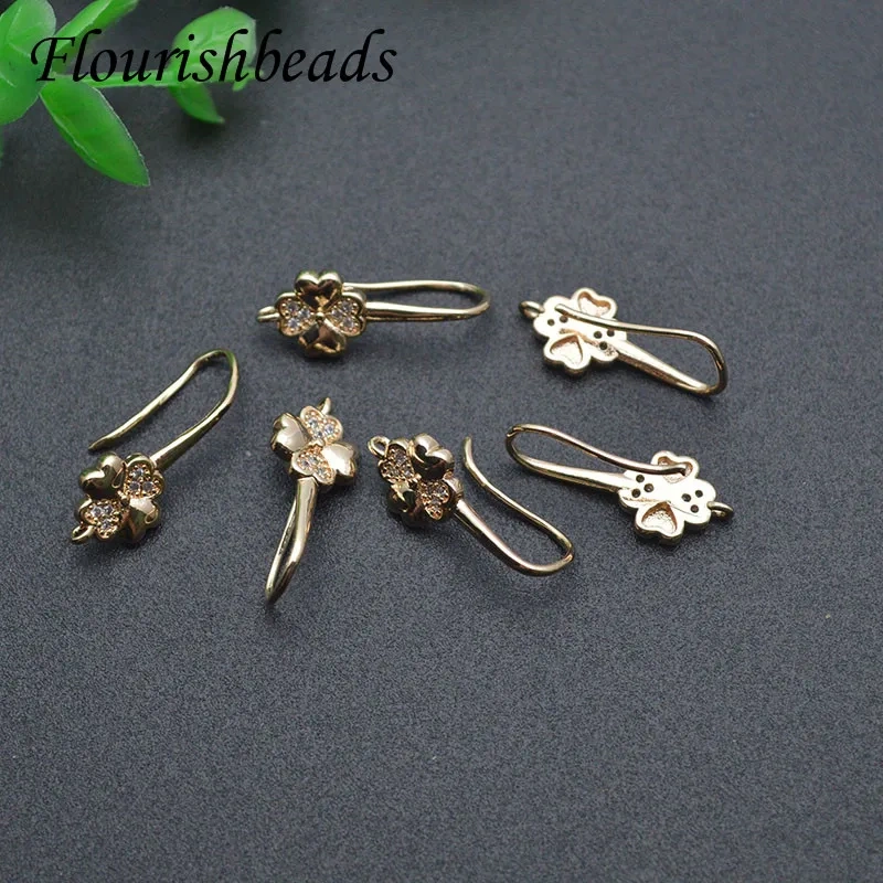 Gold Plated Flower Shape Wire Fish Earring Hooks for Handmade Women Fashion Jewelry Making 30pcs/lot