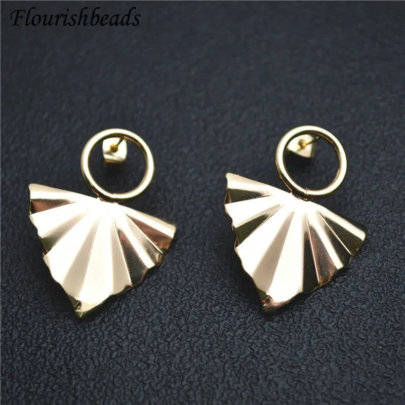 Good Quality Ins Girl Style Gold Color Anti-fade Metal Wave Triangle Ear Stud Brass Chic Jewelry Findings Earrings DIY Stuff