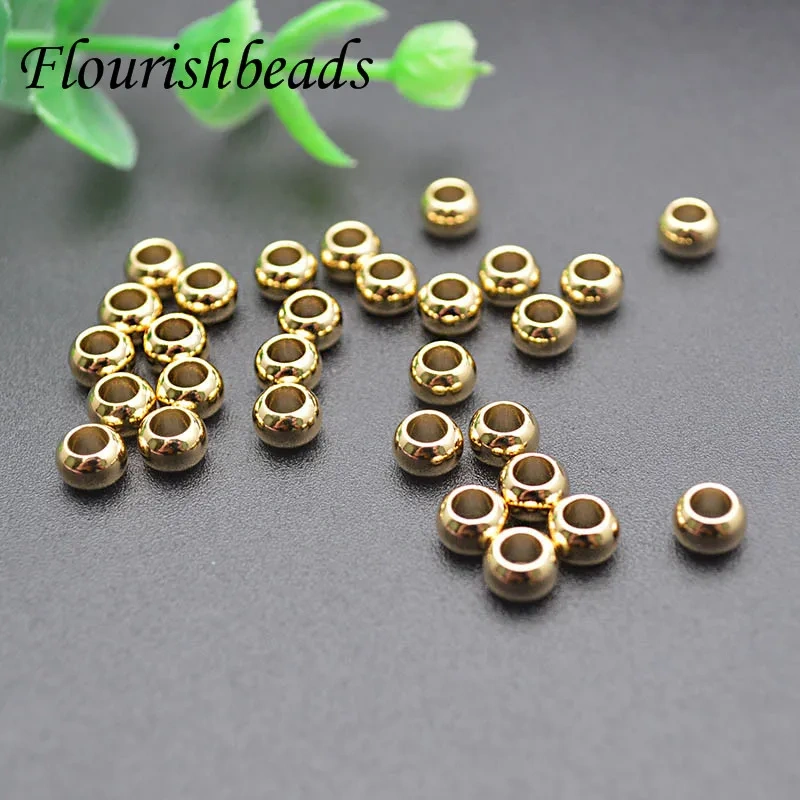 Wholesale 200pcs Jewelry Findings Diy 3mm Hole Gold Round Metal Beads Smooth Ball Spacer Loose Beads for Jewelry Making