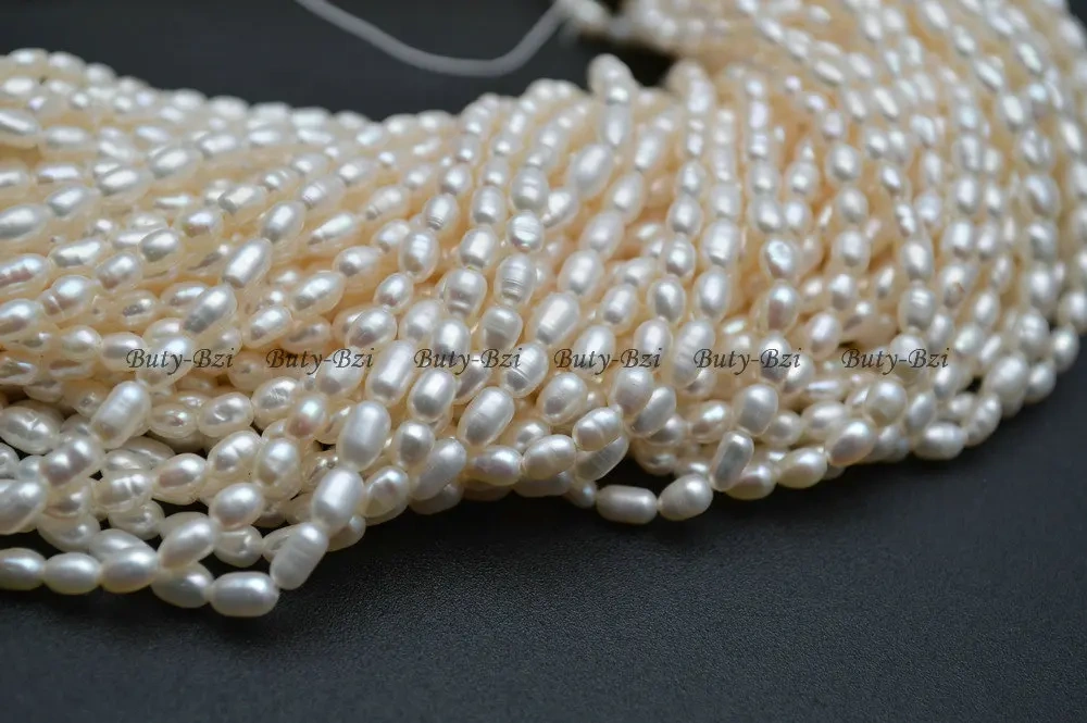 Natural White Fresh Water Pearl 3x5mm~4x6mm Rice Loose Beads DIY Jewelry Making Supplies