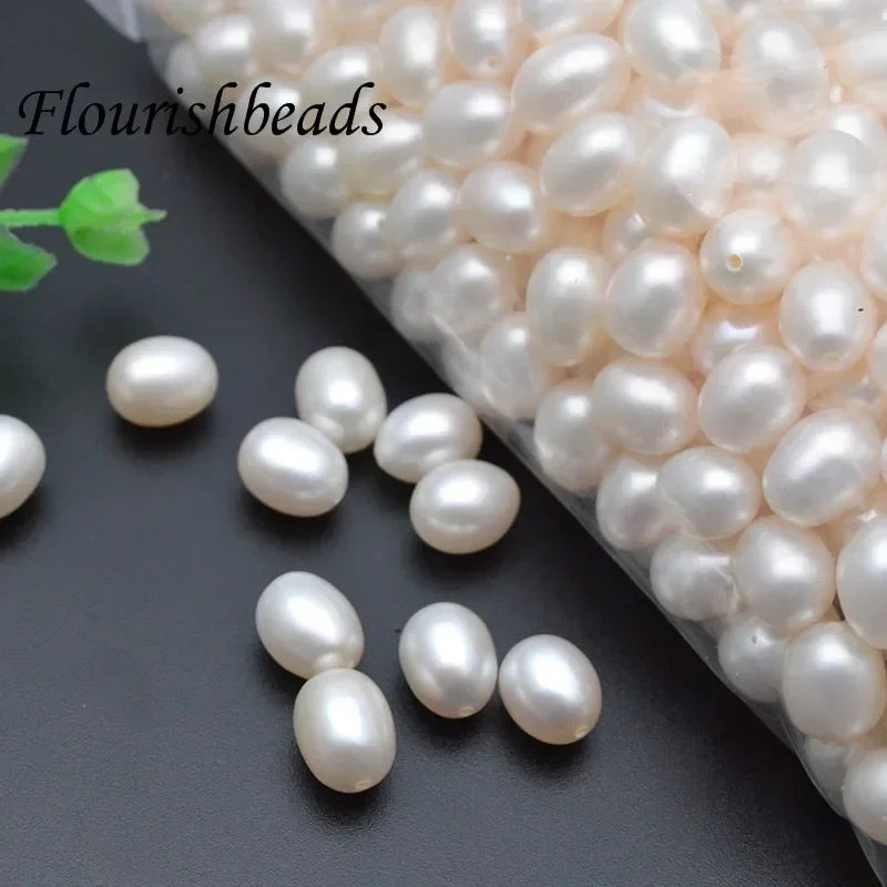 Rice Shape White Color Natural Freshwater Pearls Half Hole Pearl Loose Beads for DIY Earrings Pendant Jewelry Making  20pcs/lot