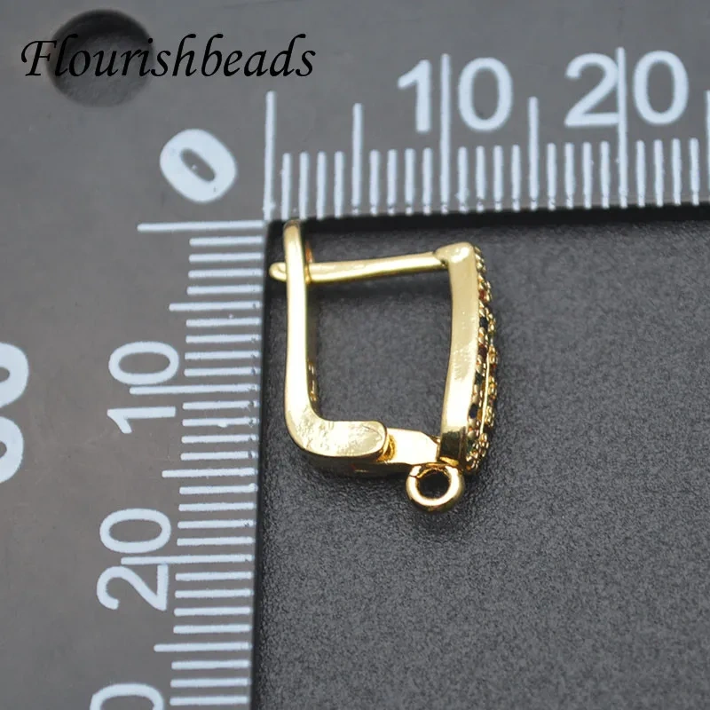 Colorful CZ Beads Gold Silver Color Shvenzy Earwire Fixture Earring Hooks Clasp Women DIY Fashion Jewelry Making Parts 30pcs