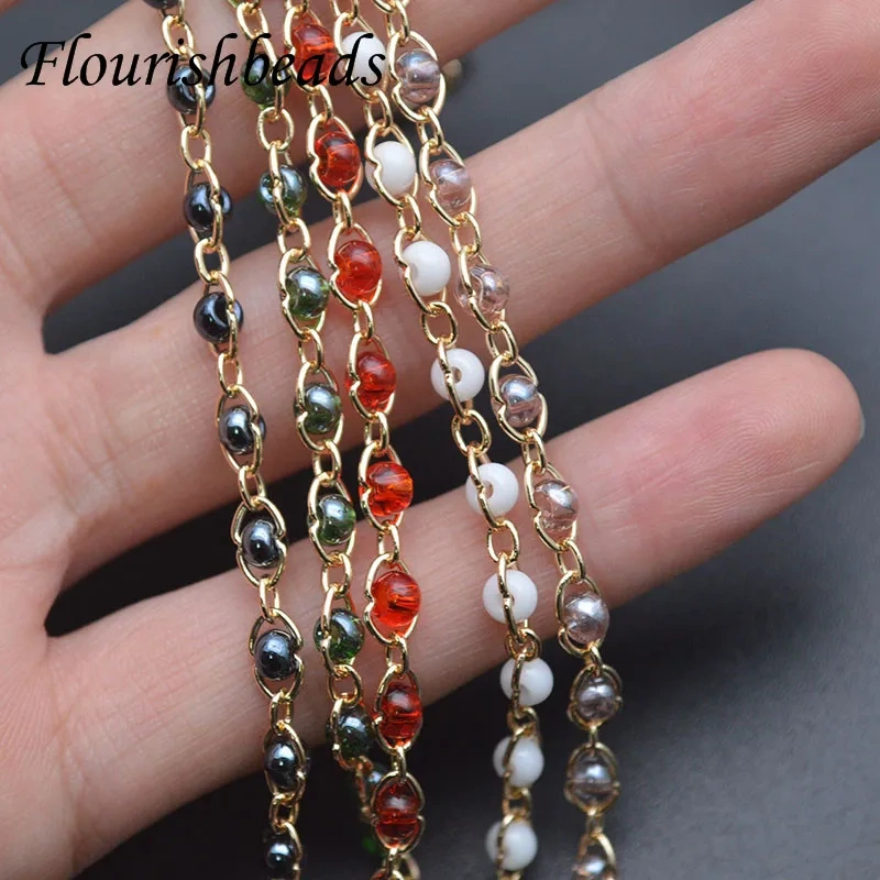 5/10meter Colorful Glass Crystal Beads Chains DIY Quality Necklace Eye Glasses Cord Sunglasses String Jewelry Accessories