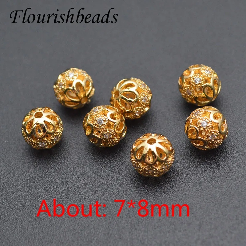 Hot Sell Multi Designs Real Gold Plating Metal Beads Handcraft Loose Spacer Beads Fit DIY Jewelry Bracelets 20pcs/lot