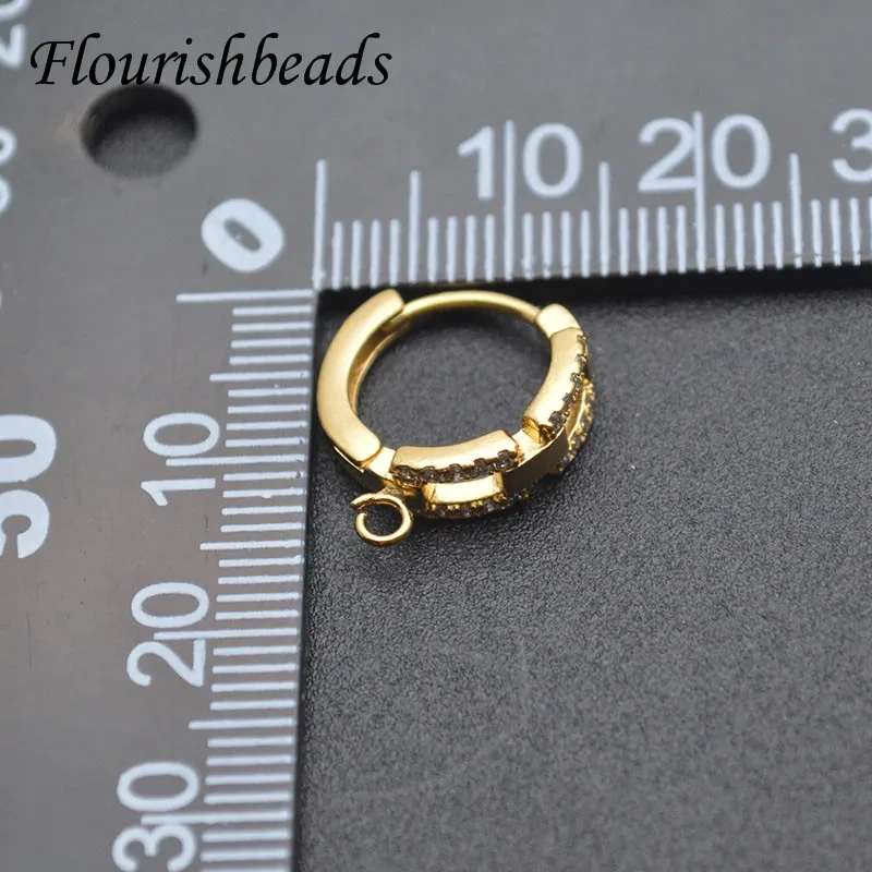 New Arrived Cubic Zircon Beads Paved Leverback Earring Hooks Clasp Accessories for Handmade Women Jewelry Making 20pcs/lot