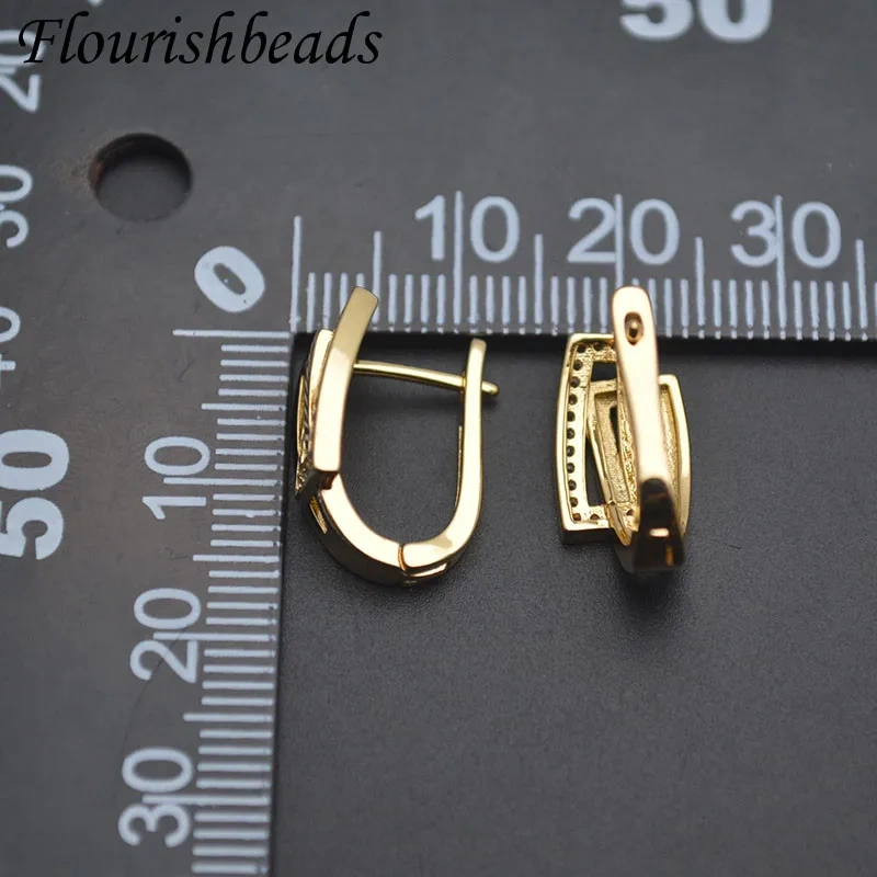 New Arrival Geometric Shape Paved Zirconia Schwenzy Findings Jewelry Making Supplies Earring Hooks 30pcs/lot