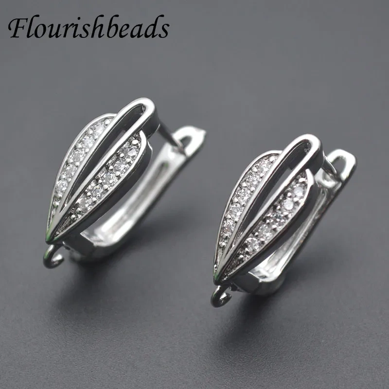 30pcs/lot High Quality Paved Cubic Zirconia Beads Earring Hooks Earwire Shvenzy for Women DIY Fashion Jewelry Making
