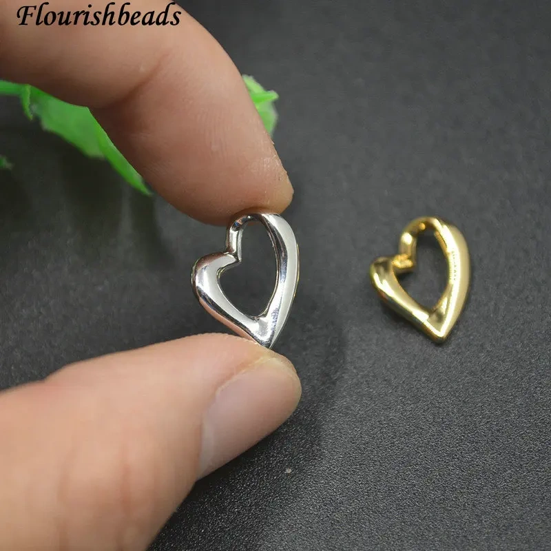 30pcs/lot Jewelry Findings Anti Fading Smooth Asymmetrical Love Heart Charms DIY Earrings Necklace Accessories